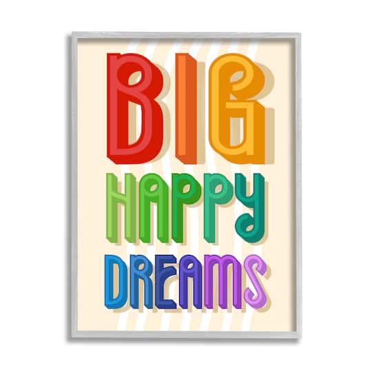 Stupell Industries Big Happy Dreams Wall Art in Gray Frame